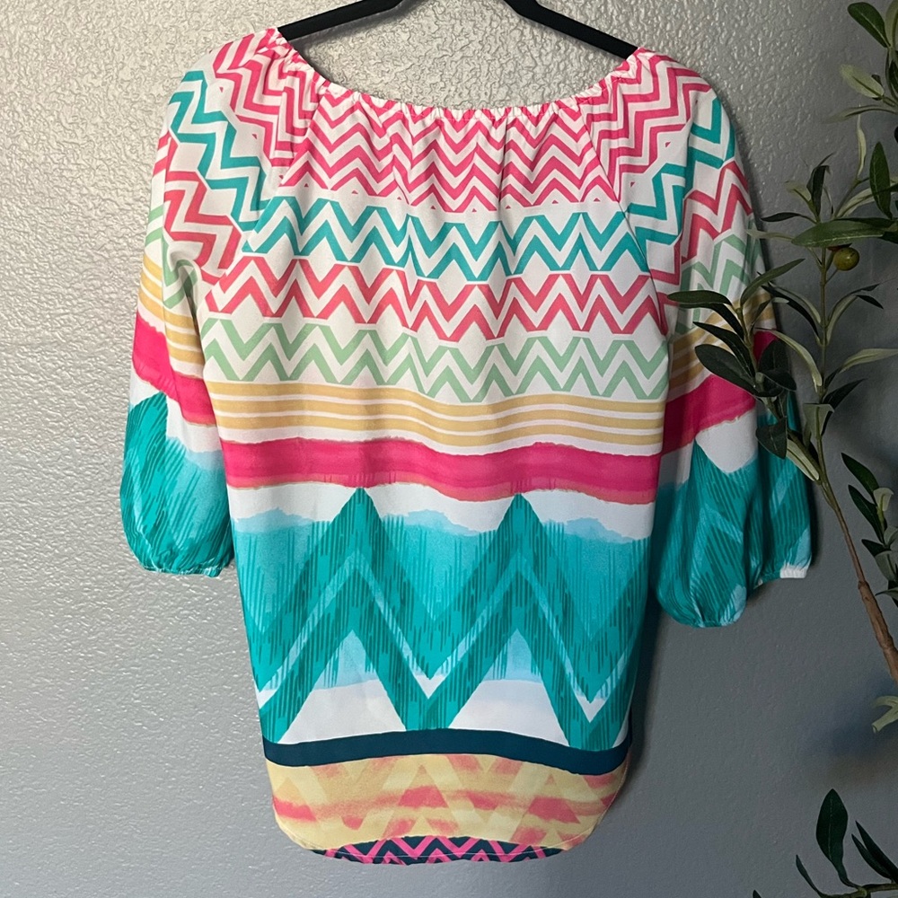 Glam Multi Colored High Low Blouse - Picture 3 of 9